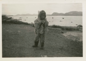Image of Eskimo [Inuk] boy, student at MacMillan School - in seal skin clothing